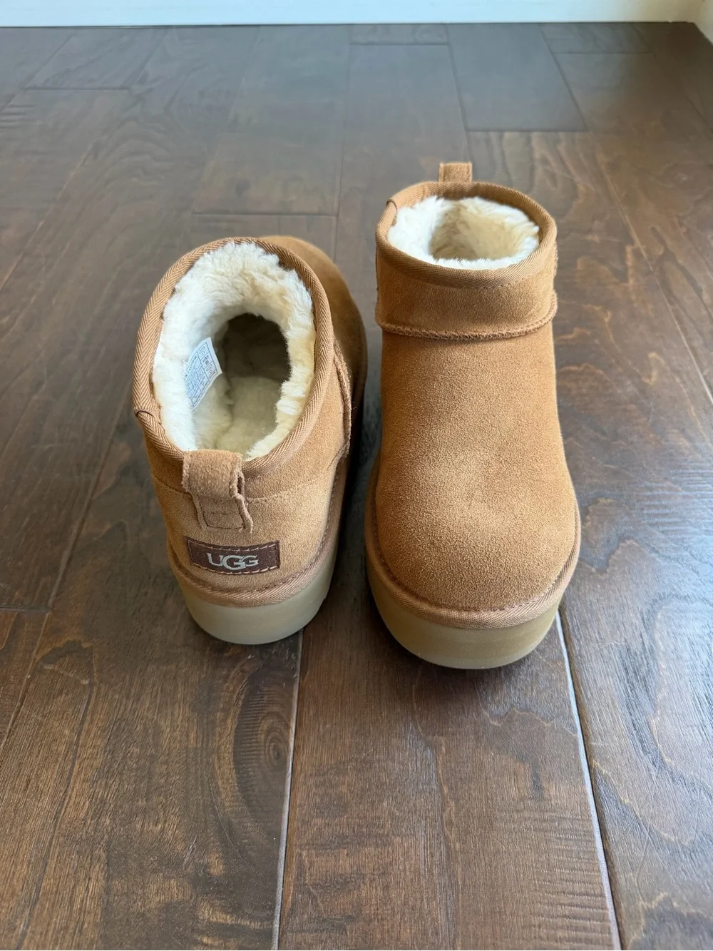 UGG Classic Ultra Mini Platform Boot Shearling-Lined Interior Chestnut Color
